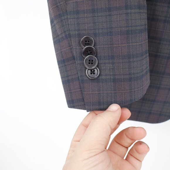 John Varvatos Sport Coat Mens 40R Cotton Blend Soho Fit Two Button Plaid notch - Picture 2 of 13